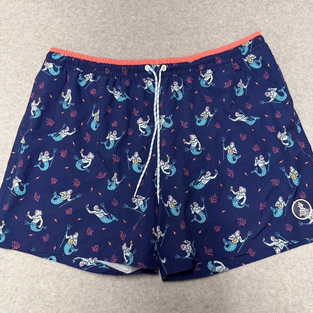 Chubbies Swim Trunks Mens 2XL Blue Mermaid Print 5.5 Inseam Lined Drawstring